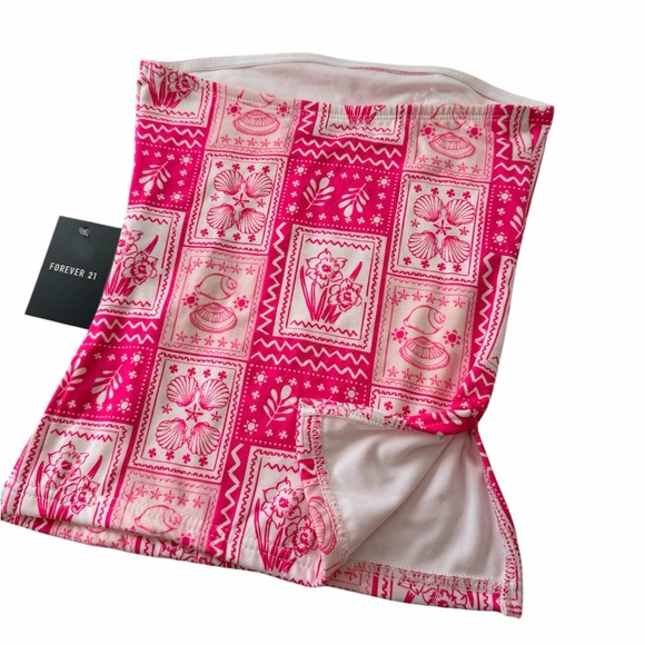 Y2K Pink Floral Strapless Tube Top Size S NWT Forever 21 Cute Summer Top - Picture 4 of 4